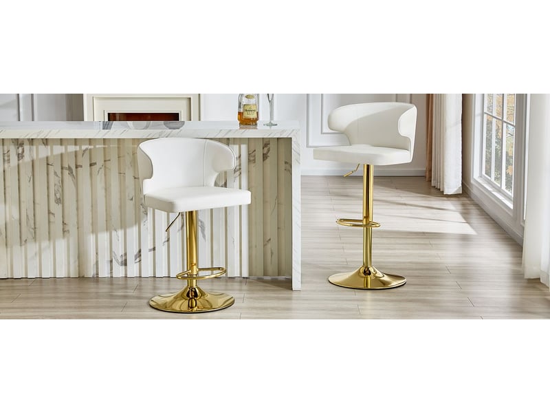 Lot de chaises 2 chaises dossier réglable en hauteur pivotant à 360° grand socle repose-pieds style moderne - Conforama B
