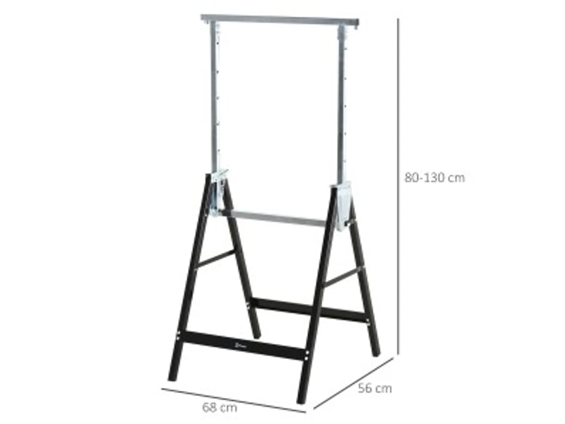  Lot de 2 tréteaux de sciage réglables 68 x 56 x 80-130 cm noirs en métal, pliables, charge 200 kg  - Conforama B