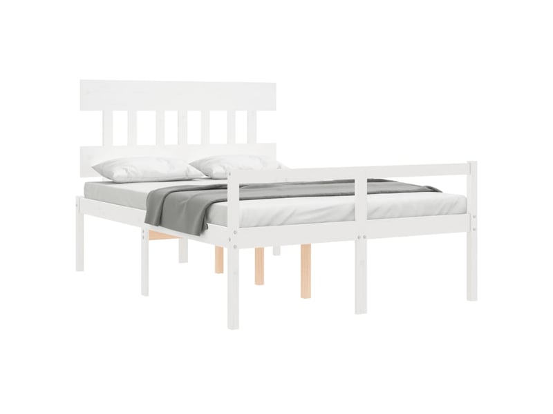 Lit double- lit adulte -  lit pour personne âgée sans matelas blanc 140x190cm bois massif  - Conforama C