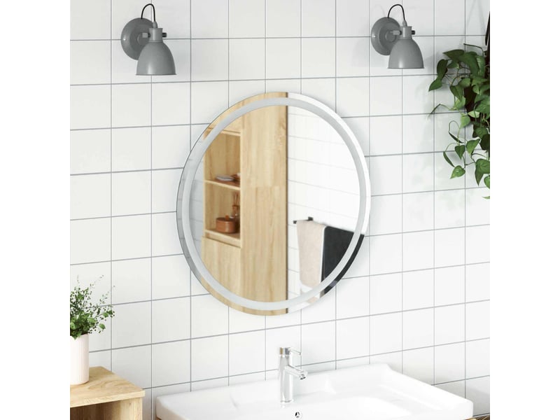  Miroir de salle de bain, miroir de toilette led transparent ø 70 cm verre trempé cf62639  - Conforama B