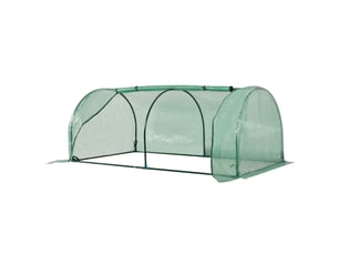 Serre tunnel de jardin 200x100x80 cm – verte – porte enroulable, cadre acier et film anti-uv hydrofuge