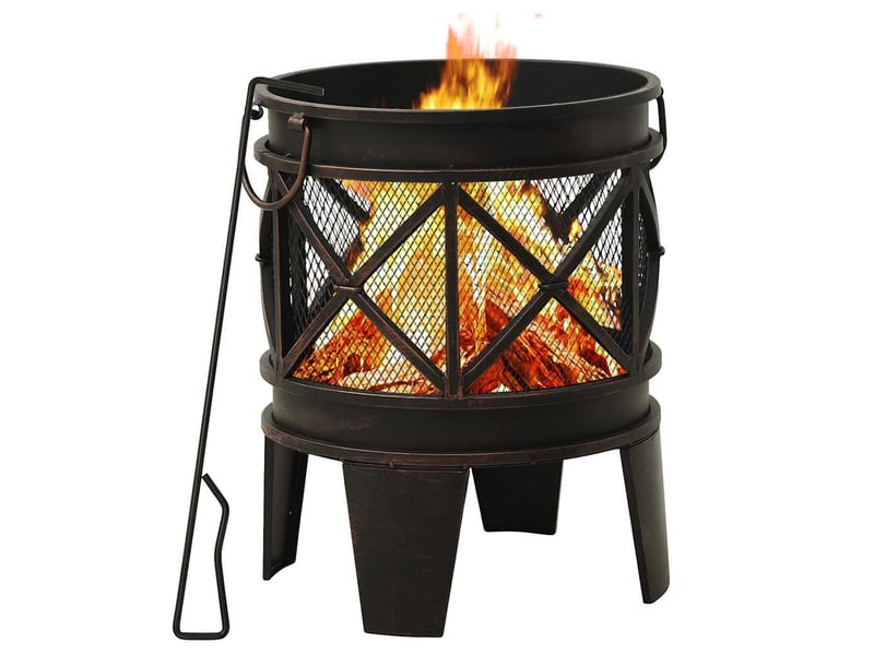 Brasero exterieur, foyer camping rustique avec tisonnier φ42x54 cm acier - Conforama B