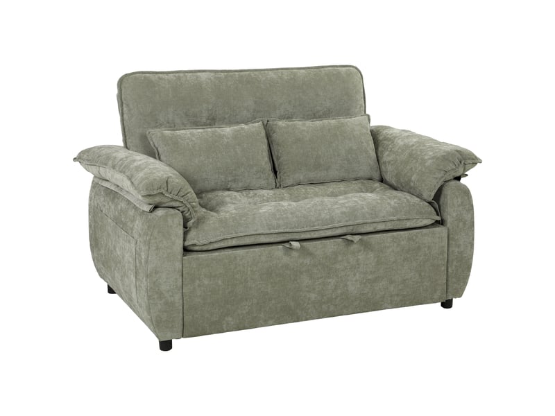 Canapé convertible 2 places, canapé-lit 3 en 1 velours 137 cm, dossier réglable, assise large, 2 oreillers, vert - Conforama A