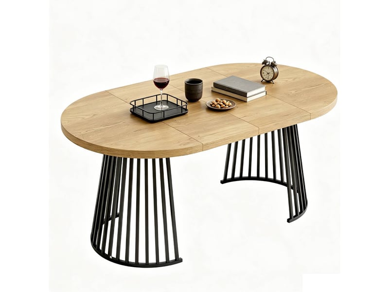  Table à manger extensible 100-138-176 x 100 cm, 4-8 personnes, chêne et noir Jamama eleni - Conforama A