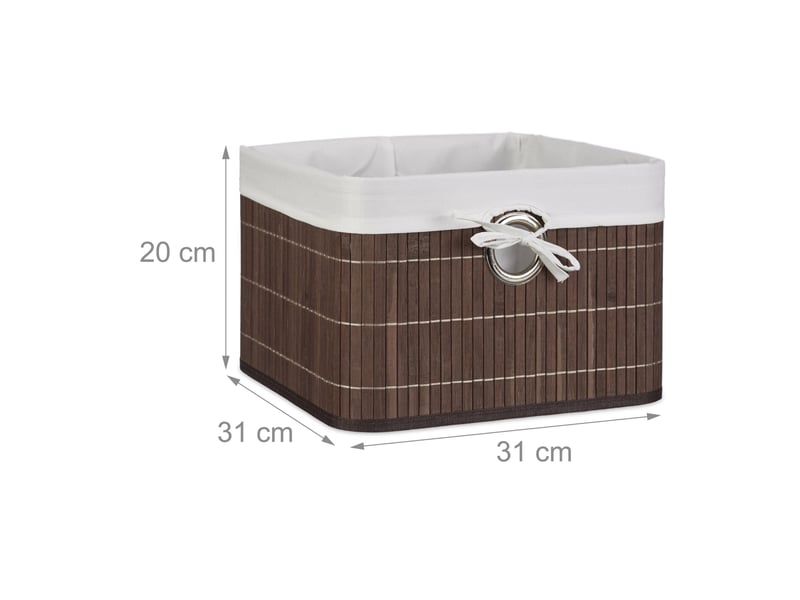  Corbeille panier de rangement pliable 20 x 31 x 31 cm idéal rangement décoratif style naturel en bambou marron 13_0005768  - Conforama B