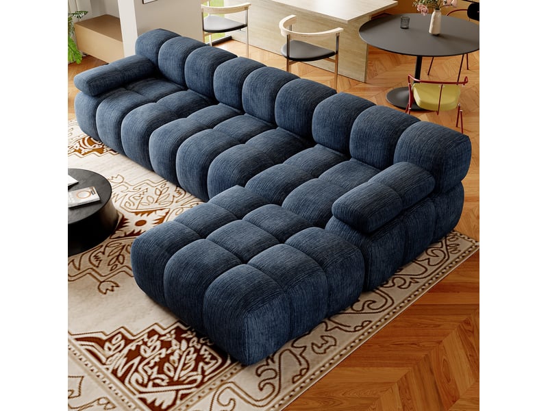 Canapé d'angle 4 places en chenille 300 cm bleu homvra - Conforama B