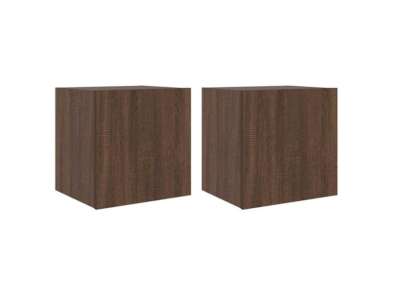  Lot de 2 meuble tv mural avec lumières led chêne marron 40,5x35x40 cm  - Conforama A