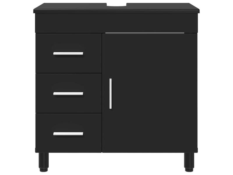 Unité de vanité de salle de bain, meuble de rangement noir 60x35x60 cm shl4174 - Conforama E