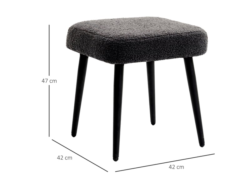  Repose-pieds carré aspect cachemire, gris foncé, pieds en acier, idéal pour le salon et la chambre 838-336V00CG - Conforama A