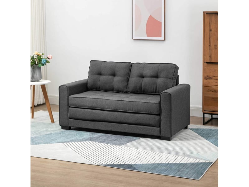  Canapé convertible 2 places 147,5x75x85 cm en polyester et bois gris chicfurn  - Conforama B