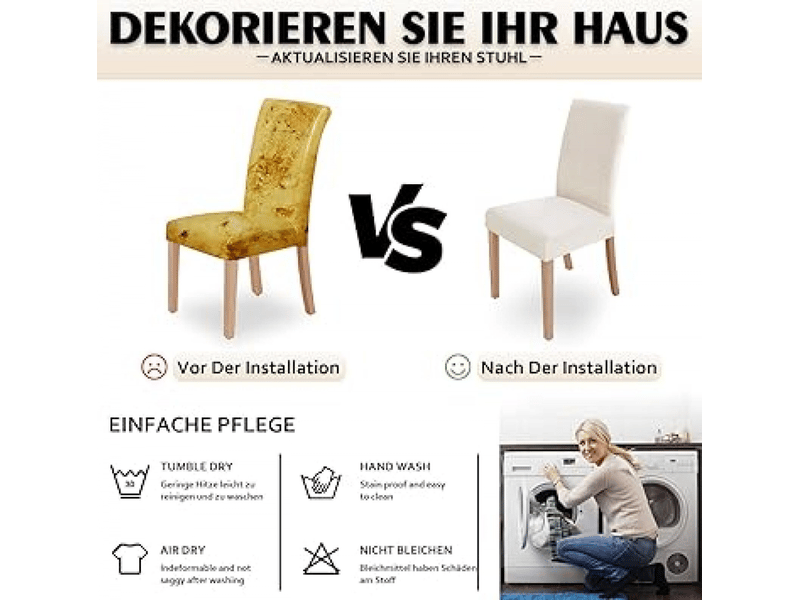  Housses de chaise beiges, 1 pièce, housses de chaise de salle à manger élastiques, style moderne, lavables, convenant à la décoration, aux fêtes, aux XLH-ZLS-009260ZLS - Conforama E