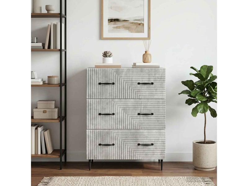  Armoire de rangement bureau, armoire à tiroirs gris béton 66 x 34,5 x 89,5 cm  - Conforama B