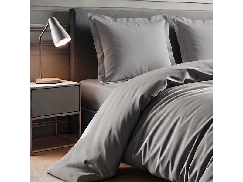  Parure housse de couette 260x240cm + 2 taies 100% coton gris silver - vitalia VITALIA - Conforama B