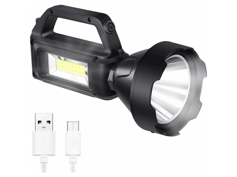 Lampe torche avec éclairage latéral, charge solaire, étanche ipx4, convient aux éclairages de secours familiaux - Conforama A
