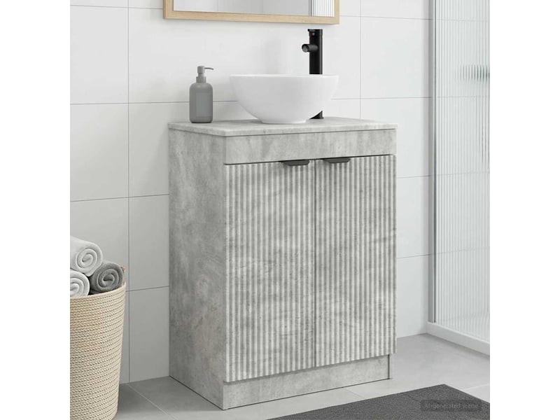 Meuble salle de bain avec évier, meuble de rangement gris béton 54x35x83 cm shl8527 - Conforama B