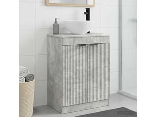 Meuble salle de bain avec évier, meuble de rangement gris béton 54x35x83 cm shl8527