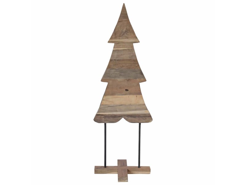  Sapin de noël, arbre de noël avec support marron 121 cm bois de teck solide  - Conforama E