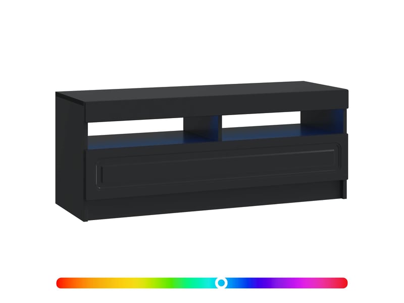 Meuble tv - banc tv - meuble de rangement led noir bois d'ingénierie - Conforama C
