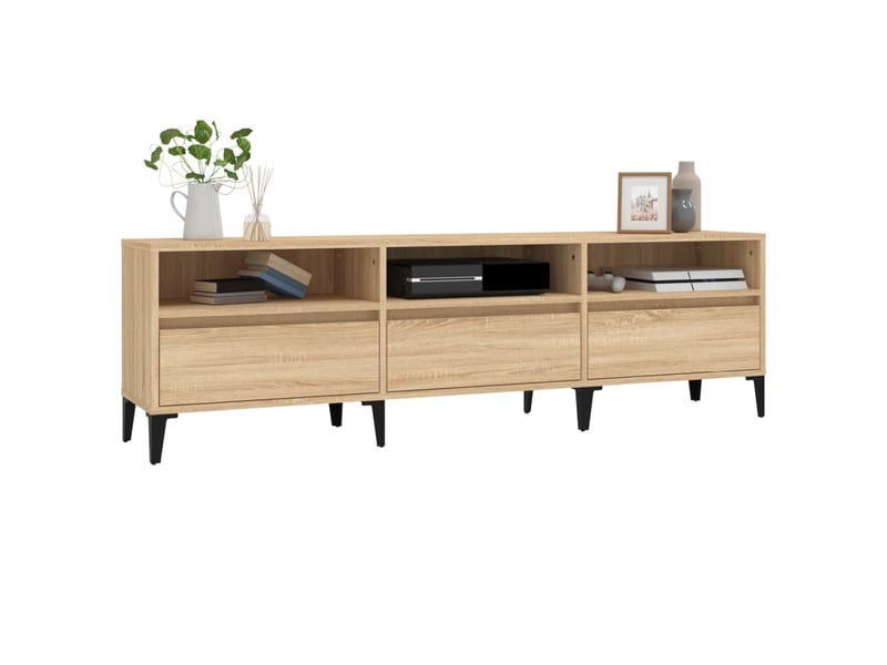  Meuble tv - banc tv - meuble de rangement chêne sonoma 150x30x44,5 cm bois d'ingénierie  - Conforama D