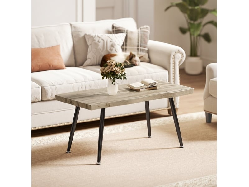  Table basse coloris chêne et noir, pieds en acier, 100 x 50 x 45 cm  - Conforama B