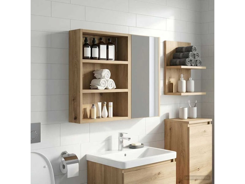  Armoire murale de salle de bain, cabinet de salle de bain chêne artisanal 40 x 10 x 50 cm cf65191  - Conforama B