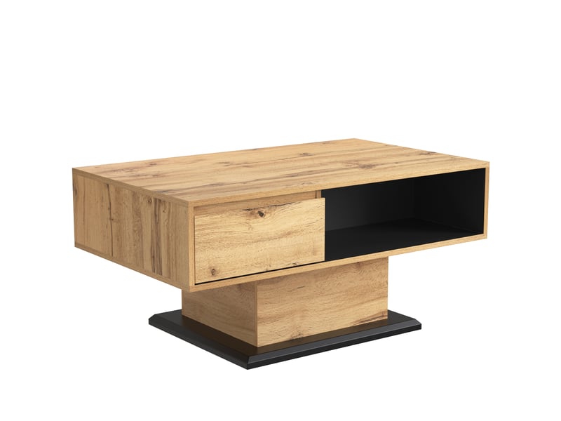  Table basse avec 1 tiroir, 2 espaces de rangement, design sans poignée, pour salon et bureau, 100×60×47 cm - uvrion  - Conforama A