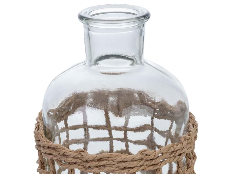  Bougeoir en verre doublé de fibres naturelles brunes d48 x 16 h cm  - Conforama D
