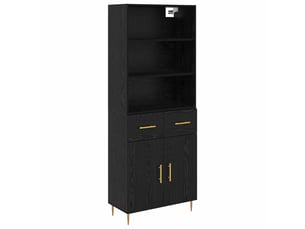 Buffet - haut armoire chêne noir 69,5 x 34 x 180 cm bois d'ingénierie