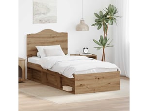 Lit adulte, lit simple, cadre de lit chêne artisan 90x200cm pin massif cf5638
