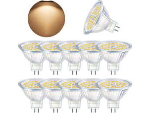 10 ampoules gu5.3 3w 3000k 12v mr16