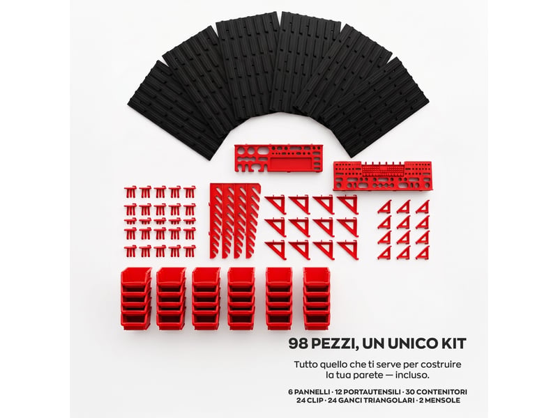  Peg large - porte-outils d'atelier à 6 panneaux perforés, support mural en métal noir pour 98 outils (98 pièces),  - Conforama D