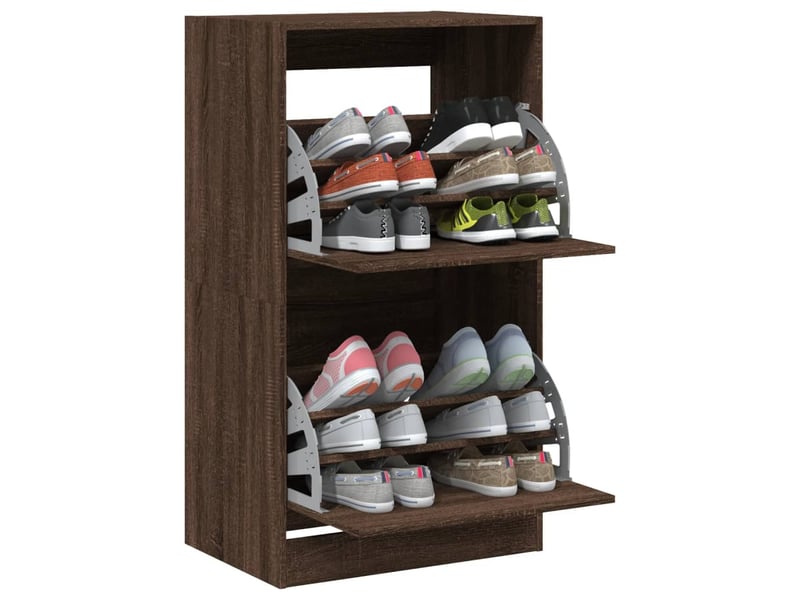  Meuble à chaussure | armoire à chaussures 2 tiroirs rabattables chêne marron  - Conforama D