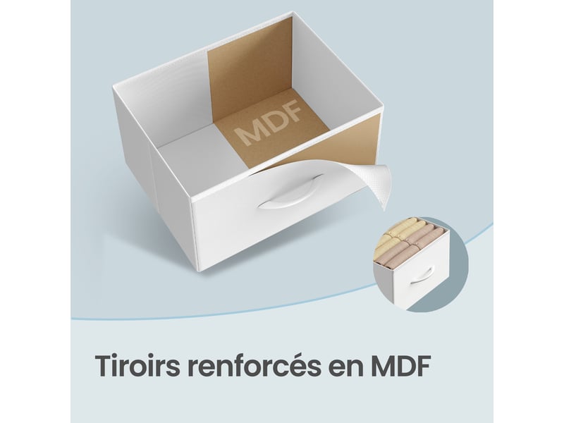  Commode, 10 tiroirs en tissu non-tissé, pour chambre, blanc  - Conforama C