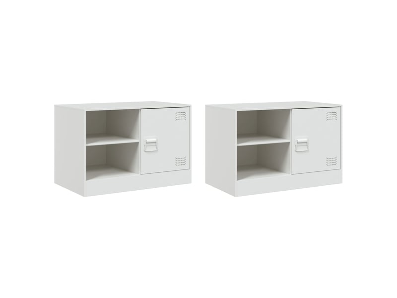 Lot de 2 meuble tv bas salon blanc 67x39x44 cm acier shl65903  - Conforama A