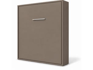 Lit escamotable vertical kola – seulement 34,5cm de profondeur, le confort d’un vrai lit-avec matelas-160x200-cadre marron-façade marron