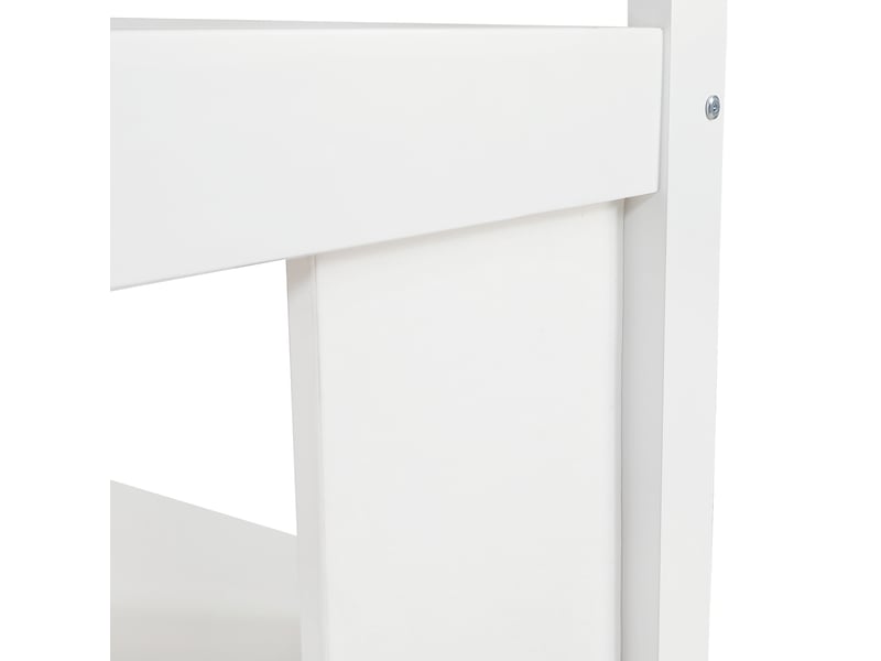  Lit mezzanine 90x200 avec rangement et échelle stable, blanc  - Conforama R
