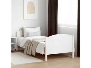 Lit adulte, lit simple, cadre de lit sans matelas blanc 100x200cm bois de pin massif cf11186