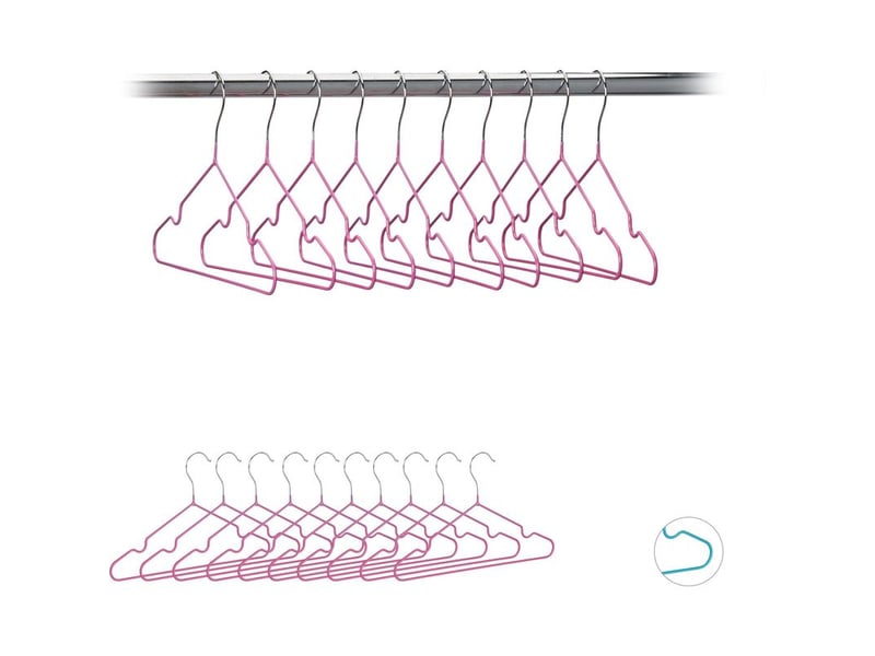  Cintres enfants, lot de 40, cintres bébé décoratifs,  t-shirts, chemises, en fer, revêtement pvc, encoches, 30 cm, rose  - Conforama A