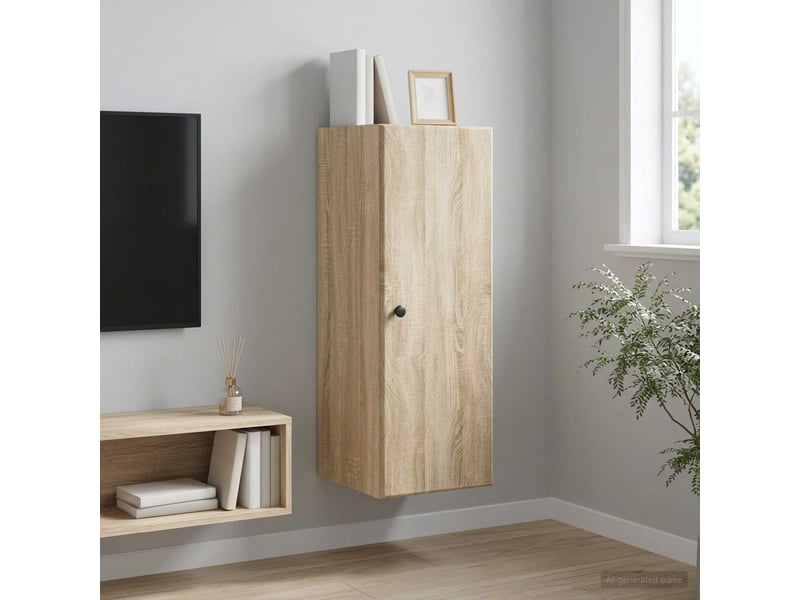  Armoire murale salon 33x34,5x90cm bois d'ingénierie chêne sonoma shl9839  - Conforama B