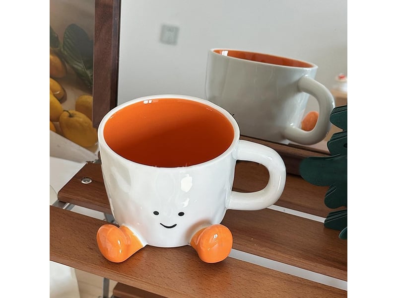  Mug en céramique, orange, 300 à 400 ml, environ 9,7 cm  - Conforama C