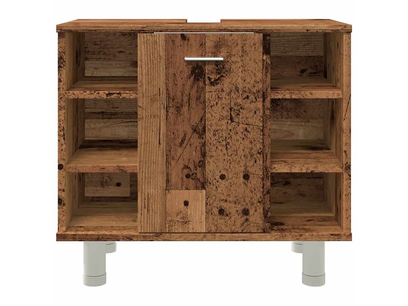  Armoire de salle de bain, meuble de rangement vieux bois 60x32x53.5 cm  - Conforama E