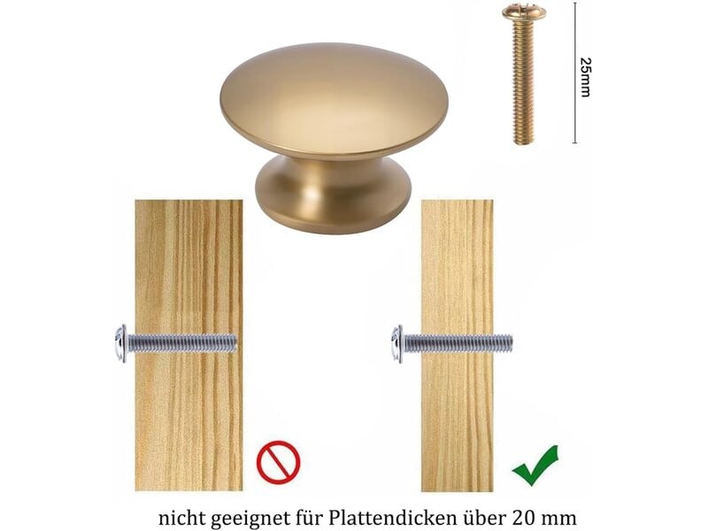  Nakupenda, lot de 4 tireurs pour meubles de couleur dorée, tireurs ronds en laiton, tireurs pour armoires de cuisine, tiroirs, 24,8 x 20 mm  - Conforama A