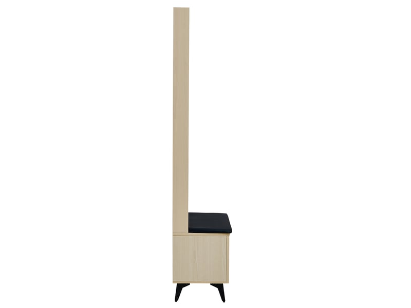  Meuble d'entrée avec banc rembourré, 2 portes et 4 crochets en mdf pour couloir, 60×35×179,5 cm, bois clair  - Conforama E