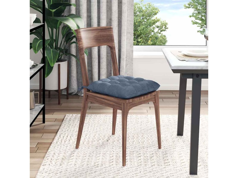  Lot de 4 coussins de siège, coussins décoratifs tissu en velours côtelé bleu cf59976  - Conforama D