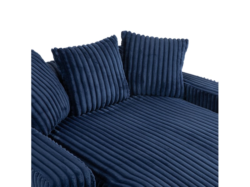  Canapé droit convertible 1 place en velours côtelé bleu marine avec 3 coussins, sans montage, pour se détendre  - Conforama D