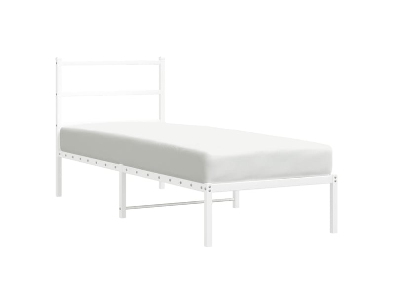 Lit simple- lit adulte - cadre de lit métal sans matelas avec tête de lit blanc 80x200cm - Conforama A
