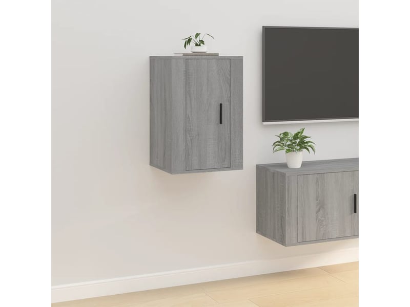  Lot de 2 meuble tv mural, meuble tv suspendu sonoma gris 40x34,5x60 cm  - Conforama C