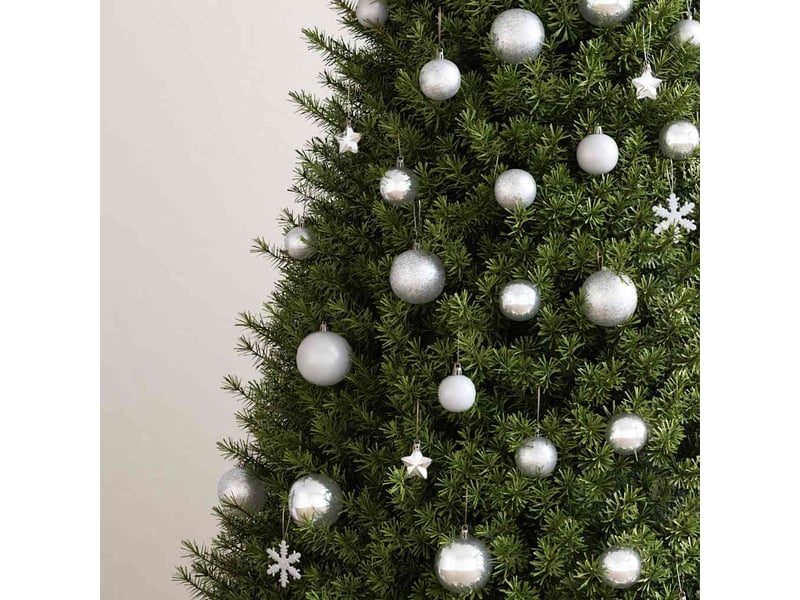  Ensemble de boules de noël 111 pièces argenté polystyrène  - Conforama C