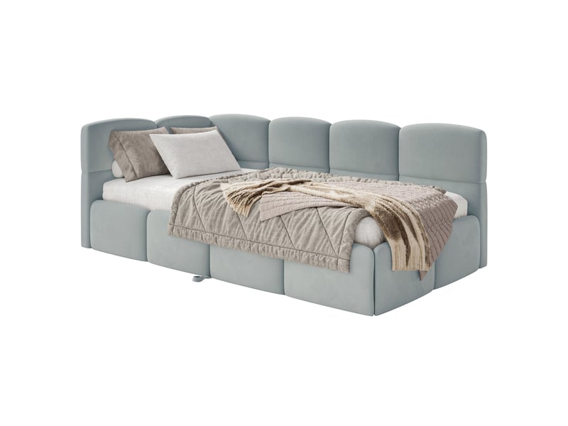 Selsey cloudy - lit rembourré - 170x185 cm - velours gris - côté gauche Cloudy - Conforama A