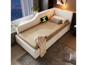 Lit coffre 90x200 cm OKWISH coloris beige